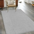 thumbnail image 4 of Gray 2.7x5 Area Rugs, Farmhouse Burlap Solid Grey Color Modern Linen Texture Non-Skid Rubber Backing Large Rectangle Rugs - Living Room Bedroom Home Office, Indoor Floor Mat Carpets Washable Rug, 4 of 9