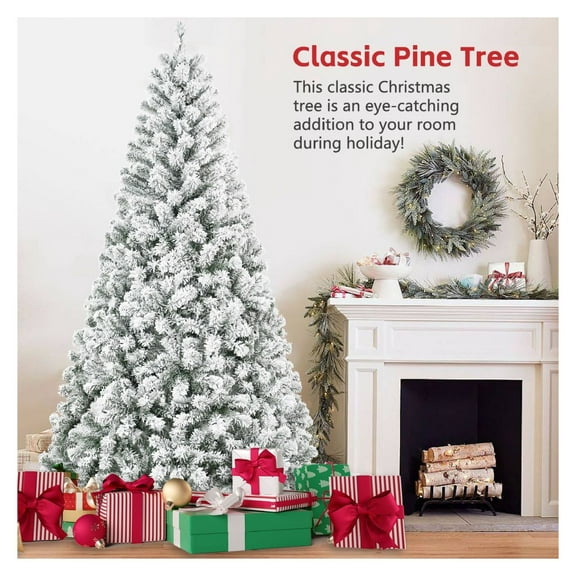 4ft Flocked Christmas Tree PVC Round Head - Small Artificial Holiday Tree for Festive Decor - Realistic Full Tips & Sturdy Metal Stand