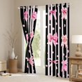 thumbnail image 3 of Manfei Pink Bows Black White Stripe Dots Black Out Curtains for Girls, Cute Ribbon Bows Curtains Pack of 2 (42x63 Each), 3 of 6