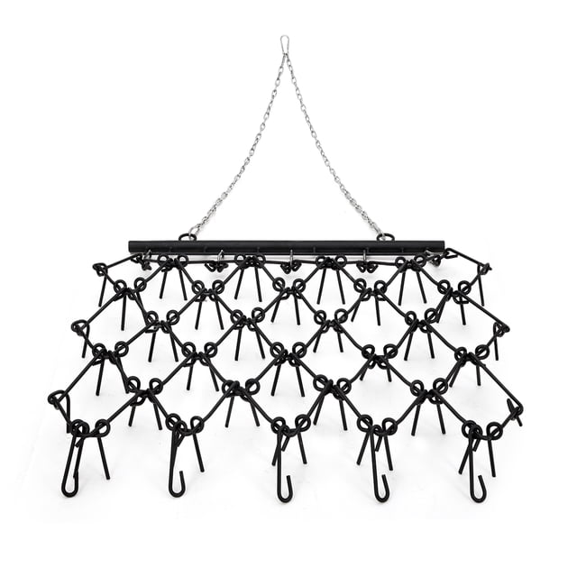 QinaQin Black Mesh Rake, Towable Chain Rake with Fixed Roller, Used for Soil Breaking and Pasture Maintenance