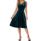 thumbnail image 2 of Vestido sin mangas de terciopelo de cintura alta con cuello en V, estilo A-Line, para cóctel midi, color verde, de INSPIRE CHIC, 2 of 6