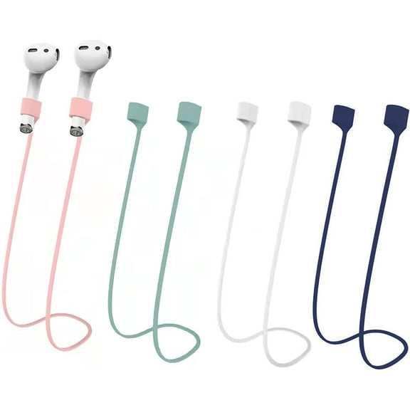 Magnetic Anti-Lost Straps for AirPods, Soft Silicone Sports Lanyard, Neck Rope Cord -(4-Pack) Wireless Headphones Anti-Lost Rope (Green Pink White Blue )
