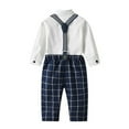 thumbnail image 7 of XBASW Baby Toddler Boys 3PCS Gentleman Set Kids Dress Shirt with Bowtie + Suspender Pants Boys Spring Fall Formal Outfit 6M-6Y, 7 of 7