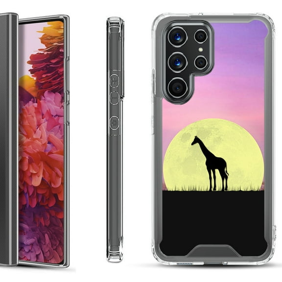 Shockproof Bumper Phone Case for Samsung Galaxy S22 Ultra 5G, by OneToughShield ® - Moonlight Giraffe