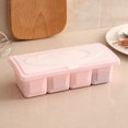 thumbnail image 2 of Caja De Condimentos, Caja De Almacenamiento De Condimentos De 4 Rejillas De Plástico Conjunto De Contenedores De Especias De Condimentos De Sal Para Cocina Doméstica(Pink), 2 of 2