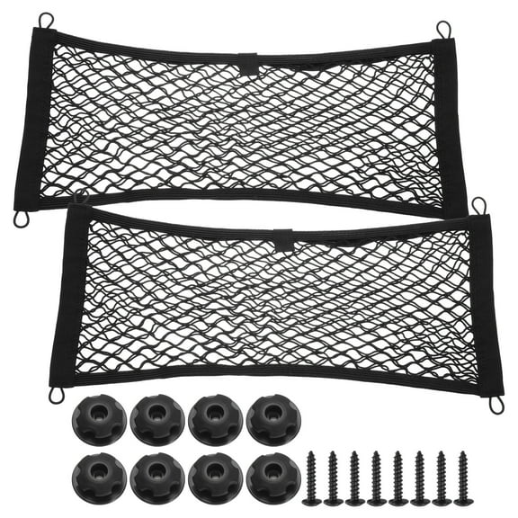 Uxcell 2pcs 2-Layer Small Cargo Net 21" x 9.8" Stretchable Storage Mesh Pocket Nets Automotive Cargo Net with 8pcs Screws and 8pcs Built-in Hooks for Trunk RV Boat