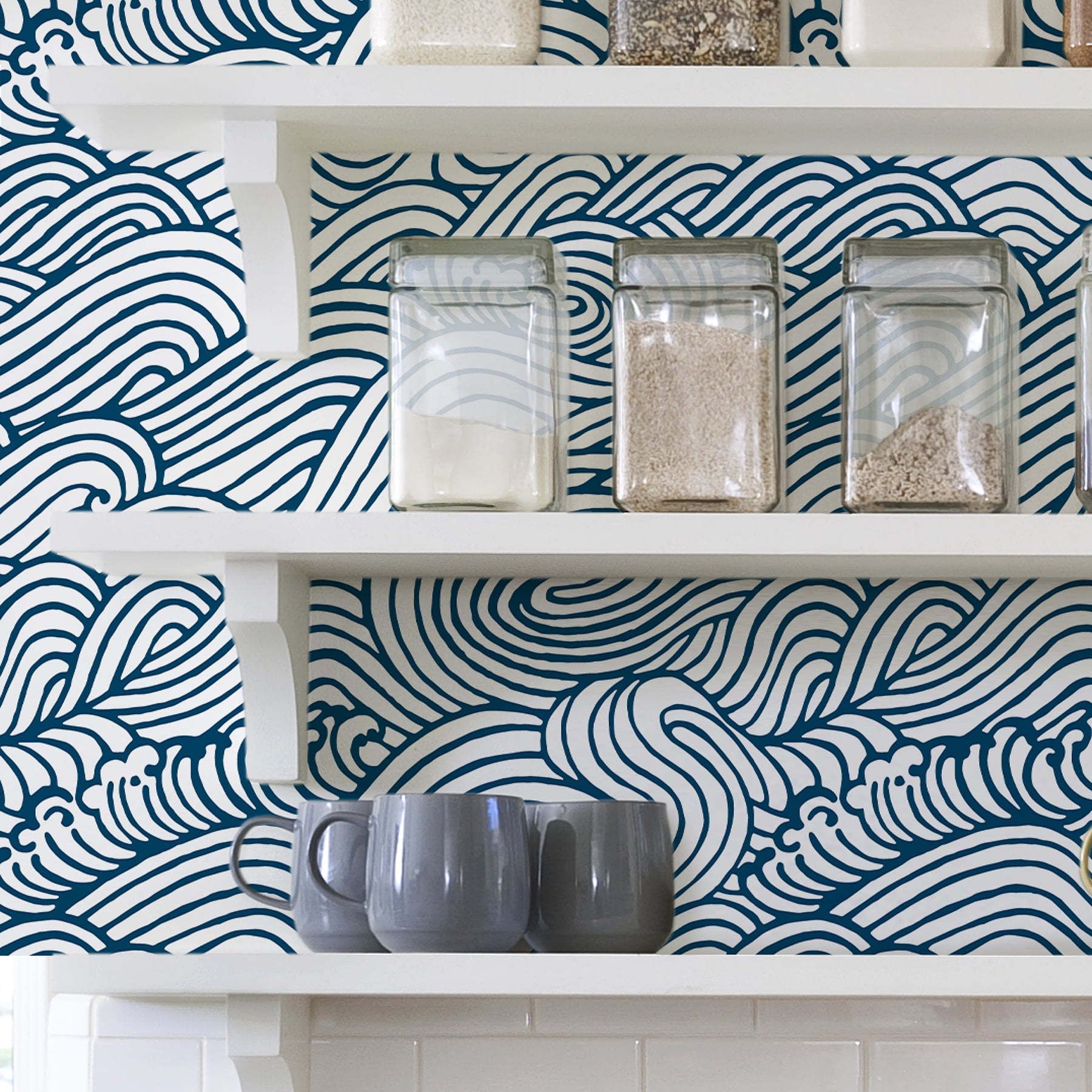NuWallpaper Navy Saybrook Vinyl Peel And Stick Wallpaper