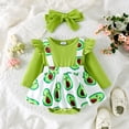 thumbnail image 2 of GDREDA Girls' Jumpsuits & Rompers Spring Rompers for Girl 2025 Girls Long Sleeve Cartoon Prints Romper Bodysuits Dress Headbands Set Green,3-6 Months, 2 of 6