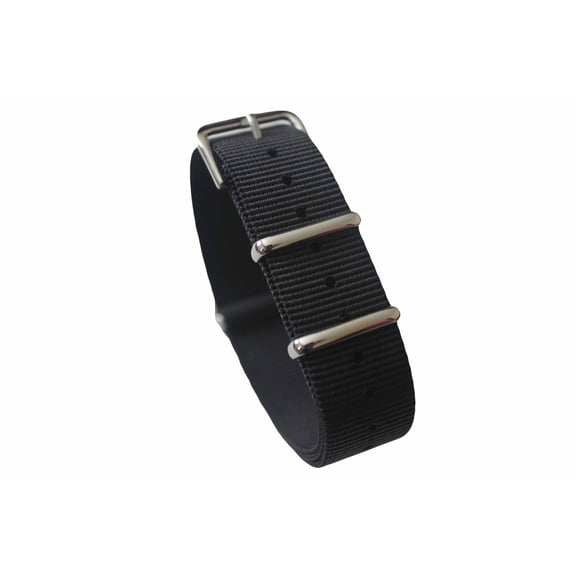 AquaNation - Watch Bands Straps 20mm Premium Heavy Duty Durable Ballistic NATO Nylon James Bonds Style Replacement Watch Bands Straps (Black)
