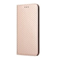thumbnail image 3 of SaniMore for Samsung Galaxy S24 Ultra Wallet Case, Wrist Strap Magnetic Clasp, Card Slots Carbon Fibre Skin Shockproof TPU Anti-drop Anti-scractch Stand Business Full Body Protective Shell, Rosegold, 3 of 8