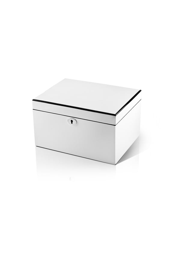 Ultra Sleek Pearl White Lacquer 30 Note Music Jewelry Box - Beauty and the Beast