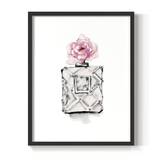 Perfume Bottle in Black Solid Wood 8 x 10 Framed Print