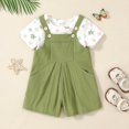 thumbnail image 3 of ZOEREA Toddler Girl Clothes, 2Pcs Baby Girl Outfits Spring/Summer Stripe/Floral T-Shirt+Bib Overall Shorts Clothing Set 1-5T, 3 of 7