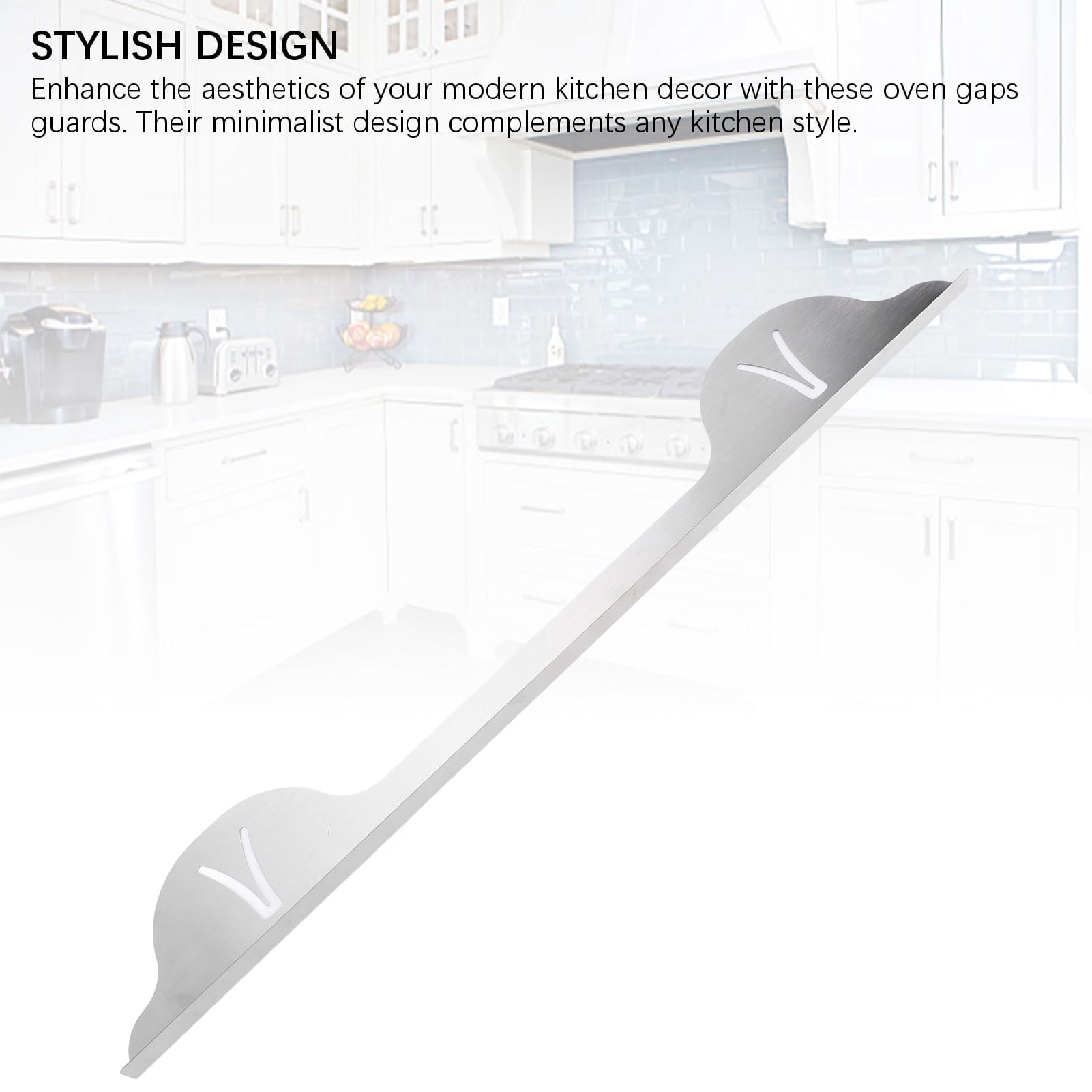 Rupoun 2PCS Stainless Steel Stove Counter Gap Cover Heat Resistant Guards Range Trim Kit for Kitchen Silver (23.43 inches / 59.5 cm)
