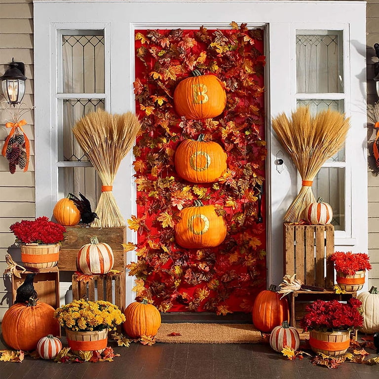 Autumn Flower Cake Toppers Set – Artificial Roses, Pumpkins, Leaves For Birthday, Thanksgiving