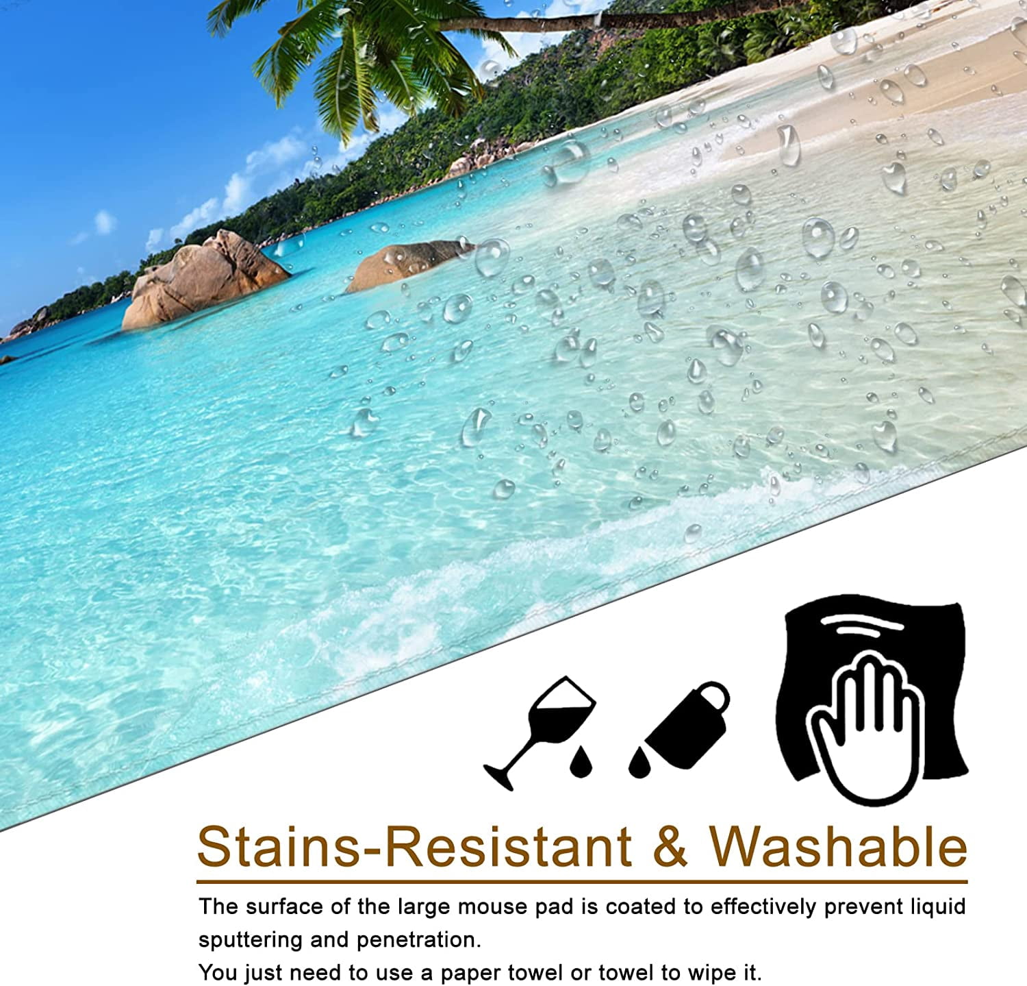 Beach Gaming Mouse Pad XXL Large Mouse Pad 35x15.7x0.12 inch Extra Large Mouse Pad Ocean Theme Blue Mouse Pad (Beach Ocean -1)