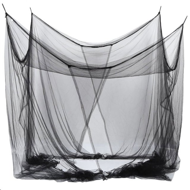 Mosquitera con dosel de 4 esquinas para cama tamaño queen de 190 x 210 x 240 cm (negra)