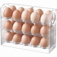 thumbnail image 1 of 3 Layer Egg Holder for Refrigerator, Large Capacity Egg Tray 30 Grid, 1 of 5