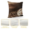 thumbnail image 4 of YINGXI Throw Pillow Cushion Cover, Hat Traditional Ranching Robe on Wooden Ground Folk Art Photo, Zippered Double-Side Digital Print Decor, Beige Brown 24x24in, 4 of 5