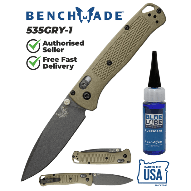 Benchmade 535GRY1 Bugout 3.24" Gray Cerakote Folding Knife with Blue