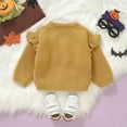 thumbnail image 4 of Ulitacool Sweater For Girls Long Sleeve Sweaters Halloween Knit Cardigan With 3D Pumpkin Soft Baby Toddler Outerwear For Fall Winter Round Neck Tops Casual Clohes Yellow 12-18 Months, 4 of 6