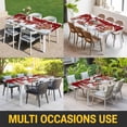 thumbnail image 5 of Red Christmas Table Cloths for 4 Foot Rectangle Tables, Santa Snowman Snowflake Gifts Elk Patio Waterproof Elastic Fitted Tablecloths, Washable Rectangular Table Cover for Camping, 5 of 8