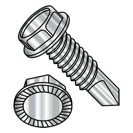 

1/4-20X3/4 7/16 A/F Hd Hgt.172-.190 Unslotted Ind Hex Washer Serrate Self Drill Full Thread 18 8Stainless (Pack Qty 1 000) BC-141207KWSM18