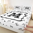 thumbnail image 4 of Erosebridal M Letter Girl Bed Sheets, Cute Bow-tie King Sheets, 4-Piece, 4 of 5