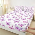 thumbnail image 3 of jejeloiu Kawaii Butterfly Full Size Sheets,Cartoon Fly Animal Bed Sheets,White Purple Sheet Sets For Girls Teens,Ultra Soft Home Decor,4pcs, 3 of 7