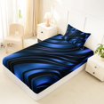 thumbnail image 4 of Castle Fairy 3D Metallic Blue Wave Twin Sheets 3pcs,Curved Glossy Abstract Texture Bedding,Dark Azure,1 Fitted Sheet,1 Flat Sheet and 1 Pillowcase, 4 of 6