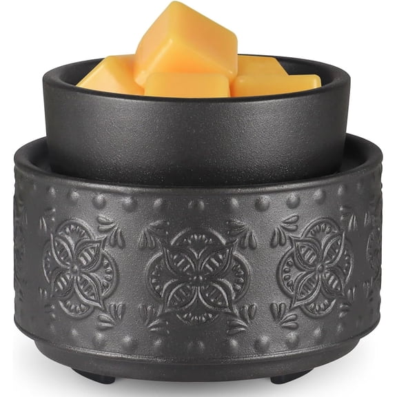 Mocosa Ceramic Wax Warmer Wax Melt Warmer for Scented Wax 3-1 Electric Candle Warmer Home Fragrance Wax Burner Perfect Christmas Gifts for Mom Women(Black-Granular)