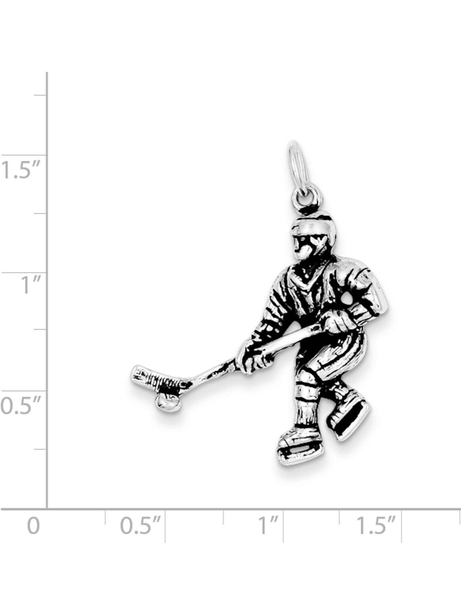 Bonyak Jewelry Sterling Silver Antiqued Hockey Player Charm
