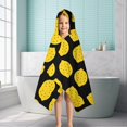 thumbnail image 6 of Yellow Lemon Fruit Dots Black Pattern Hooded Bath Towel，50"x30" for Ages 3 To 12 Kids, Quick Dry Lightweight Soft Microfiber Hood Beach Towel Cover Up for Kids, 6 of 7