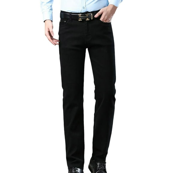 XIYON Men's Casual Pants Male Jeans Regular Fit Comfort Stretch Knit Denim Jeans Straight Leg Casual Pants For Men Trousers