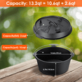 thumbnail image 6 of Pirecart 13.2 Quart Cast Iron Dutch Oven Pot, Lid Lifter Handle, stand and Dual Function Lid Griddle, 6 of 7