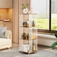thumbnail image 3 of LUVODI 4 Tier Acrylic Display Cabinet Bookshelf Bookcase Display Shelf with Wheels Floor Standing Curio Cabinet, 3 of 15