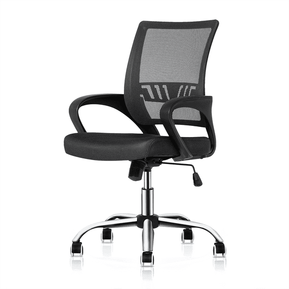 BEZT Office Mesh Chair w/Swivel,Ergonomic Computer Chair,Adjustable Height,Black