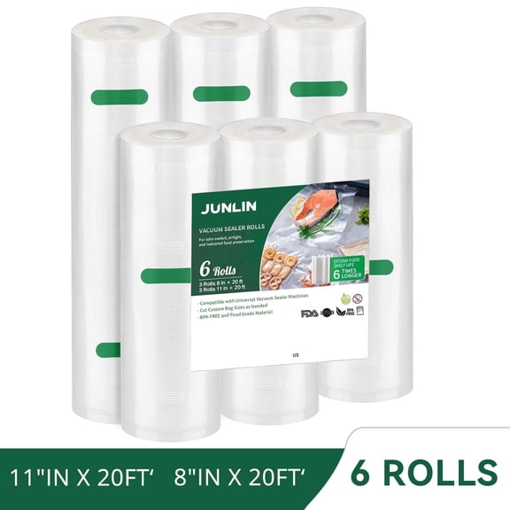 Vacuum Sealer Bags, 11" x 20',8" x 20' Combo Vacuum Sealer Rolls Bag for Storage, Food Saver Bags, 6 Rolls