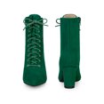 thumbnail image 5 of BLISSFUL STEP Pointed Toe Lace Up Chunky Heel Ankle Boots for Women Green 8, 5 of 6