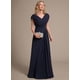 thumbnail image 4 of Vestido Miao Duo, elegante, de chifón rosa empolvado, cuello en V, línea A, 4 of 7