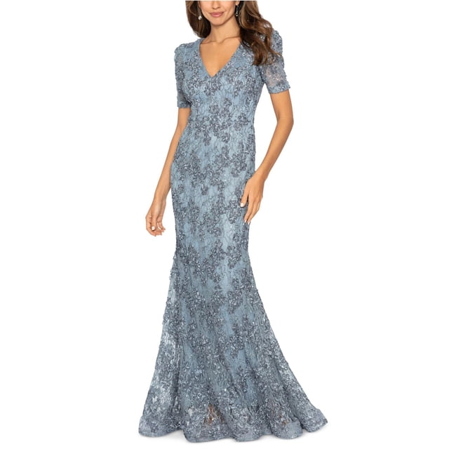 XSCAPE Womens Lace Gown Dress, gray, 6