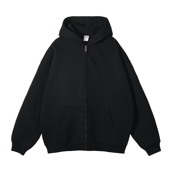 Mens Zip Up Hoodie Long Sleeve Fleece Full Zip Hooded Sweatshirt Pullover With Pocket Men'S Hoodies & Sweatshirts Black Xl