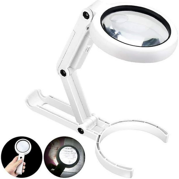 Lámpara de aumento - Lupa iluminadora con 8 luces LED, aumento de 5x para lectura de pie