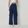 thumbnail image 4 of Women's Corduroy High Waist Pants, Multi-Pocket Straight Leg Wide Leg Trousers, Fall Casual Comfort Fit Pant for Daily Wear and Various Occasions Navy, 4 of 9
