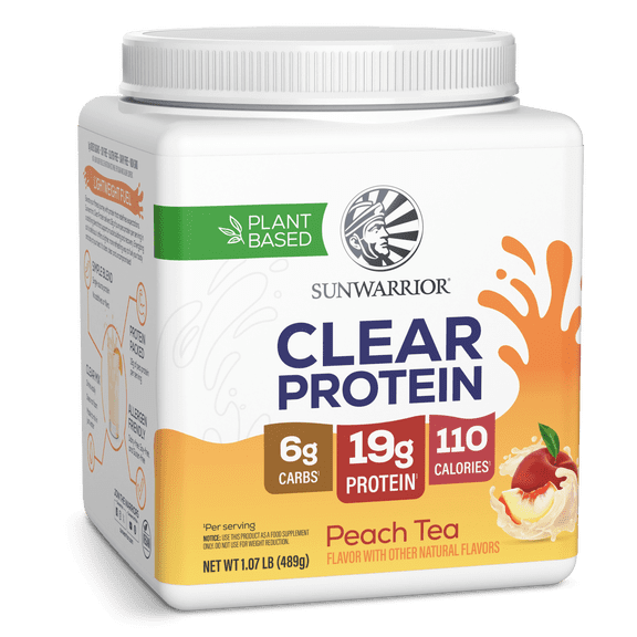 Sunwarrior Clear Plant Protein Peach Tea 491g Tub (15 SRV)