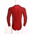 thumbnail image 4 of Eandarui Men's Tango Latin Dance Leotard Shirts Shiny Rhinestone Long Sleeve Chacha Rumba Samba Red 3XL, 4 of 7