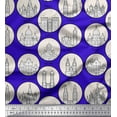 thumbnail image 1 of Soimoi Blue Modal Satin Fabric Different City Monuments Architectural Fabric Prints By Yard 42 Inch Wide, 1 of 3
