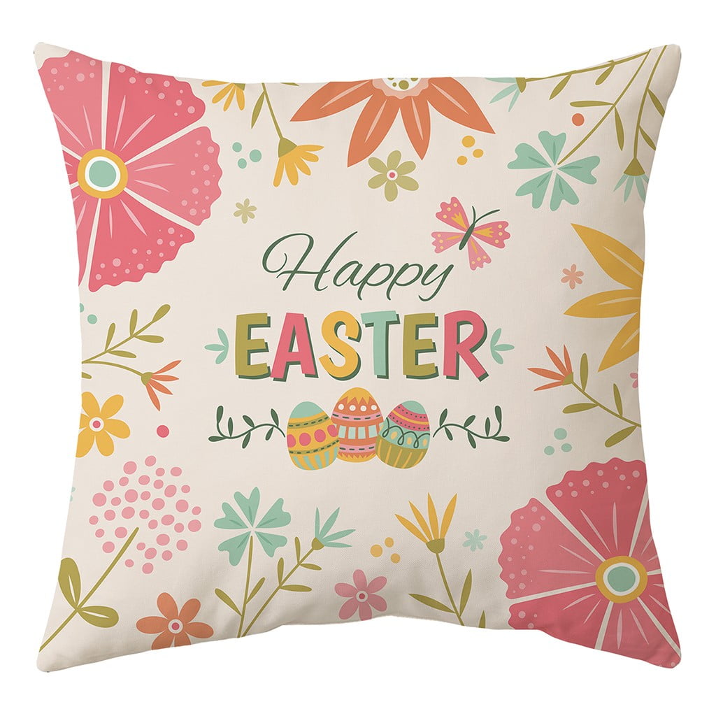 Easter Rabbit Print Pillow Case Polyester Sofa Car Cushion Cover Home Decor