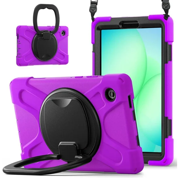Protective Case for Samsung Galaxy Tab A11 8.7 inch 2025 SM-X130 X133 X135 Shockporoof Cover with Pencil Holder Rotating Hand Strap & Stand Shoulder Strap