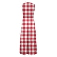 thumbnail image 5 of IROINNID Women's Sleeveless Fit&Flare Dress Round Neckline Boho Summer Smocked Flowy Tiered Party Dress Beach Dress With Pocket Strapless Plaid Dress, 5 of 6